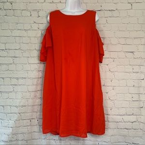 City Streets Bright Red Cold Shoulder Dress